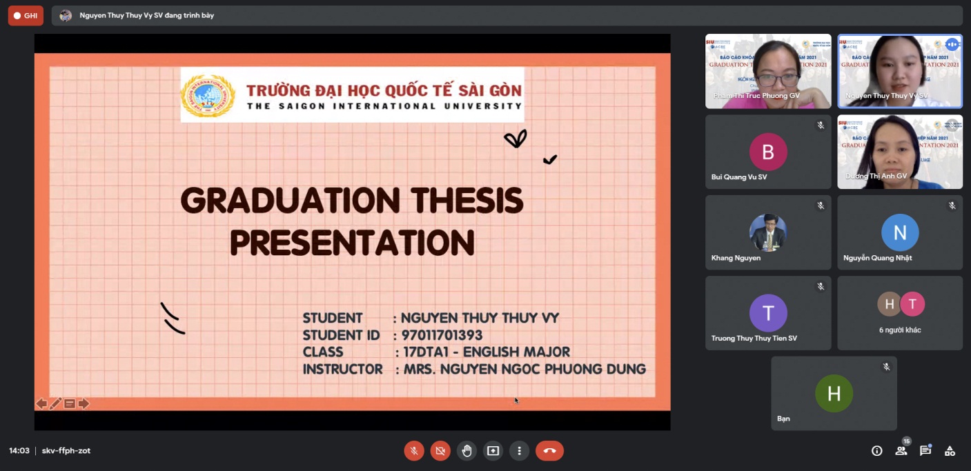 Ấn tượng buổi bảo vệ khóa luận tốt nghiệp trực tuyến tại SIU
