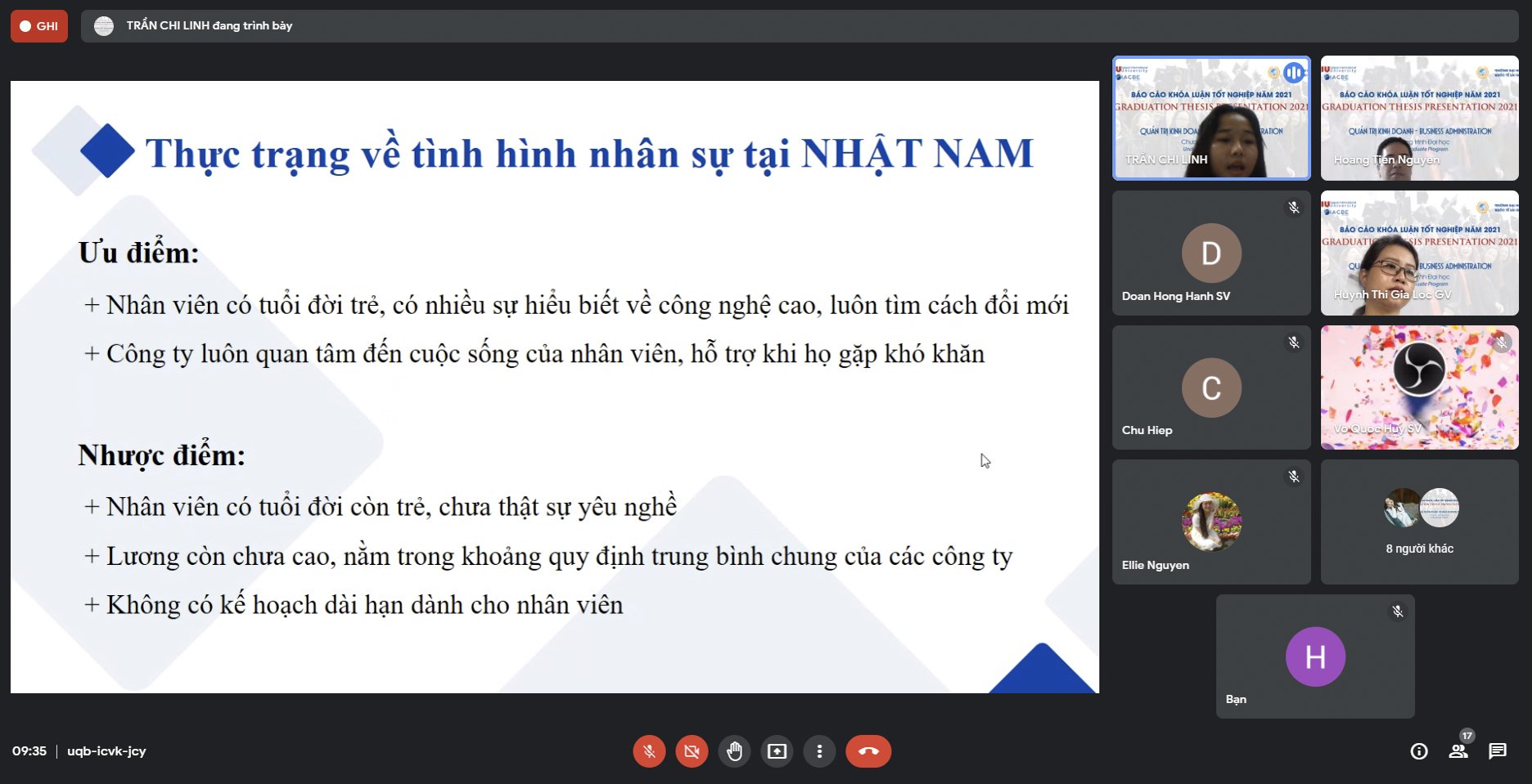 Ấn tượng buổi bảo vệ khóa luận tốt nghiệp trực tuyến tại SIU